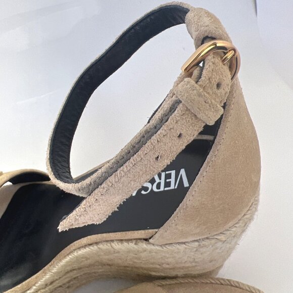 Versace Medusa ‘95 Beige Suede Espadrilles Women Wedge Sandals Size IT39 US7.5 - Picture 11 of 14